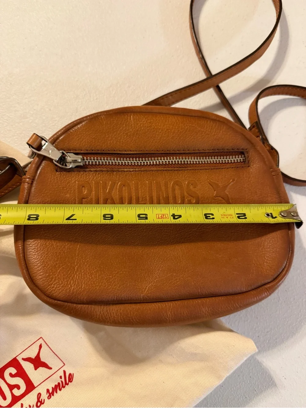 Pikolinos Durango Small Leather Crossbody Shoulder Bag with Dust Bag Purse Brown